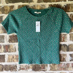 American Eagle Floral Green Tee